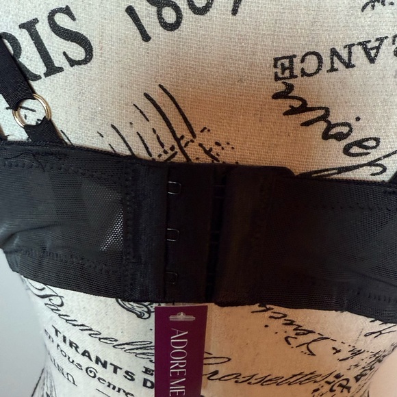 Adore Me Black Mesh Strappy Bra 38 DD - Picture 5 of 7